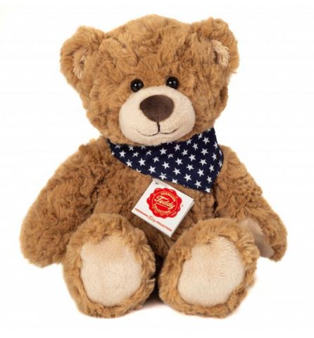 Teddy Rufus Small 30cm Brown Hermann Plush Teddy Bear with Navy / White Neckerchief