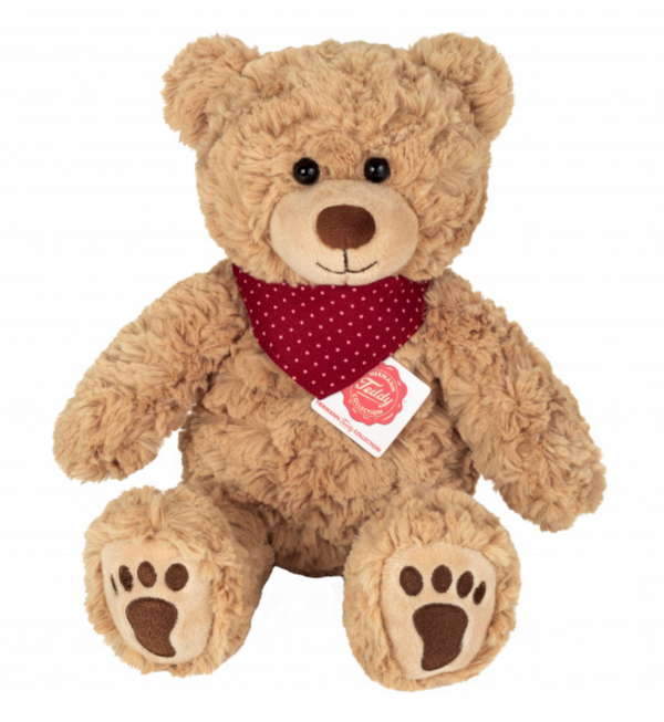 Teddy Curtis Small 30cm Caramel Hermann Plush Teddy Bear with Red Neckerchief