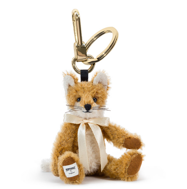 Bag Charm Freddy Fox Mohair Key Ring with 18 Carat Gold Plated Hardware.
