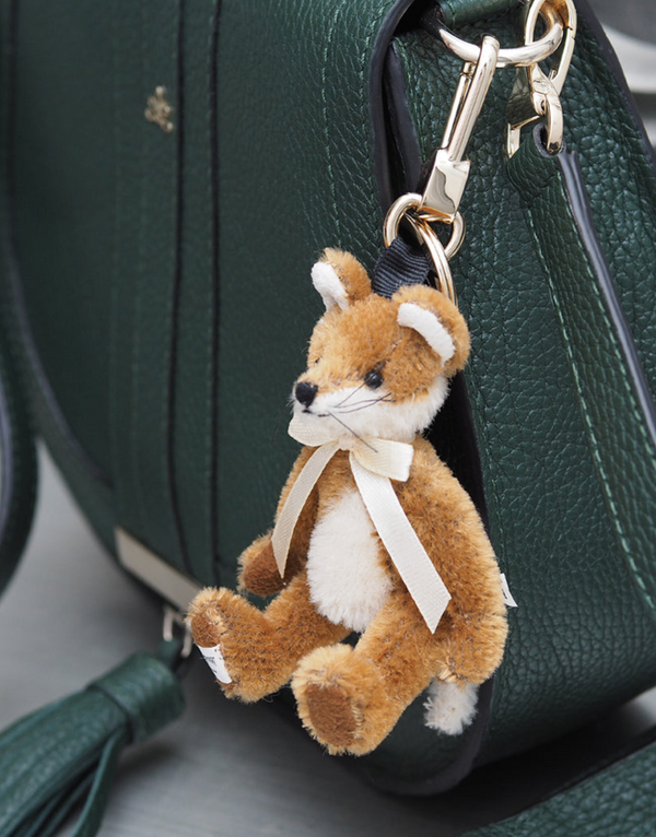 Bag Charm Freddy Fox Mohair Key Ring with 18 Carat Gold Plated Hardware.