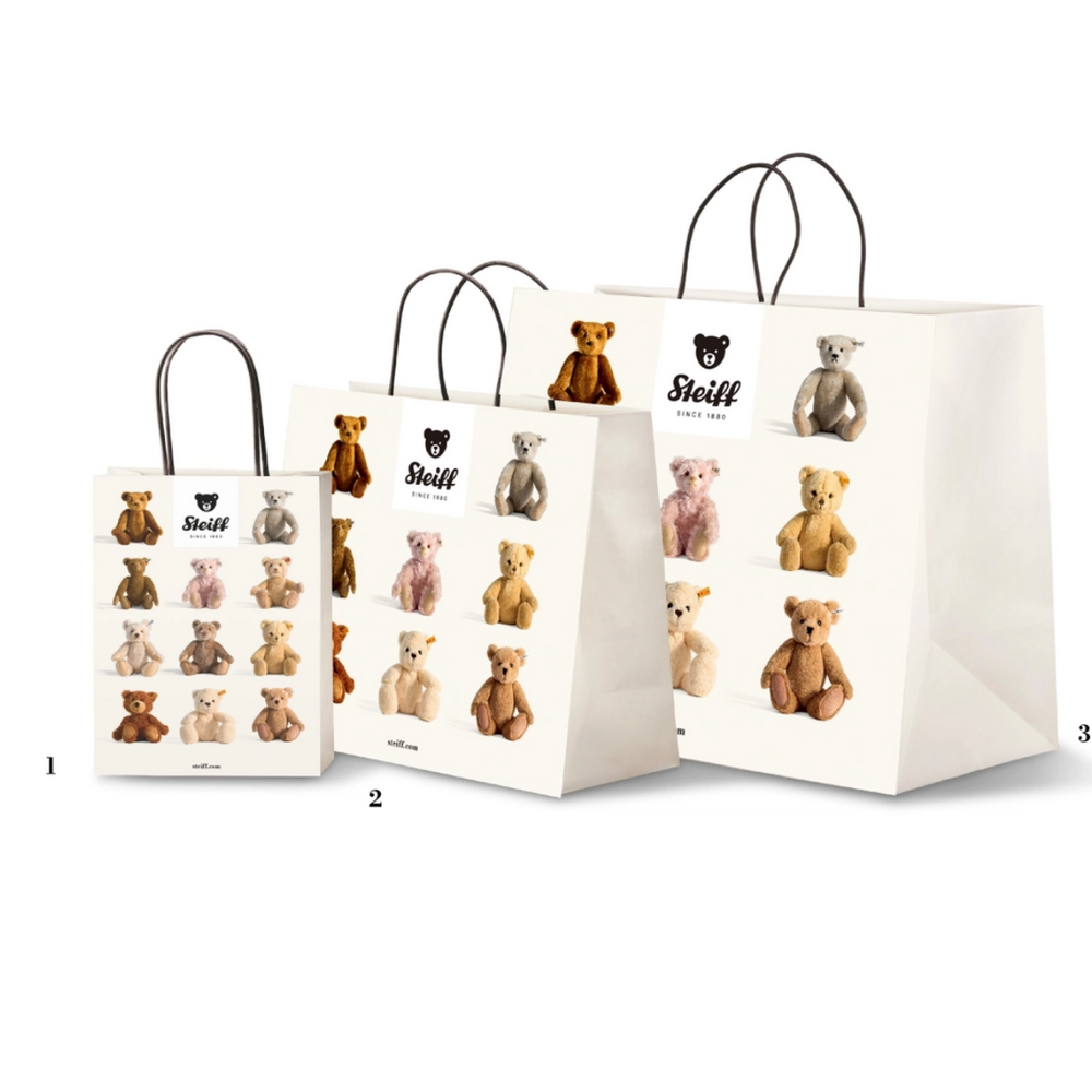Steiff Paper Gift Wrap Bag featuring Assorted Teddy Bears - Size 1 Small