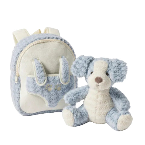 Jiggle & Giggle Plush Blue Puppy Dog Take Me Home Backpack