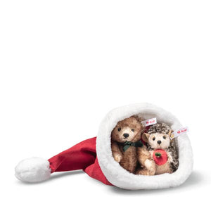 Steiff Hedgehog and Teddy Bear in Santa Hat Pre-Order