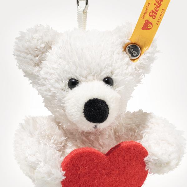 Lotte Pendant Keyring / Bag Charm White Teddy Bear Love