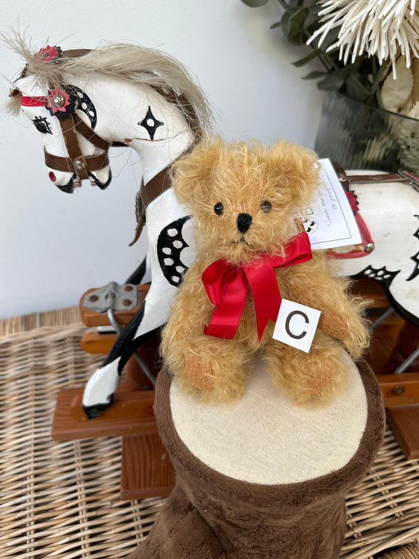Peter Fully Jointed Gold Curly Miniature Mohair Handmade Collectable Teddy Bear