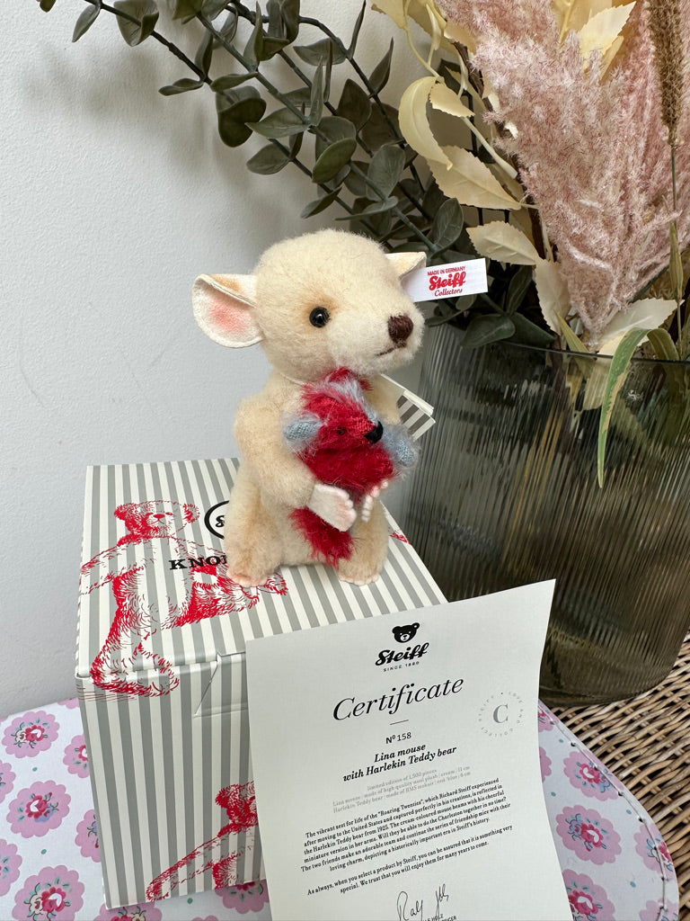 Lina Mouse with Miniature Harlekin Teddy Bear No 158