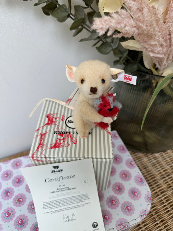 Lina Mouse with Miniature Harlekin Teddy Bear No 158