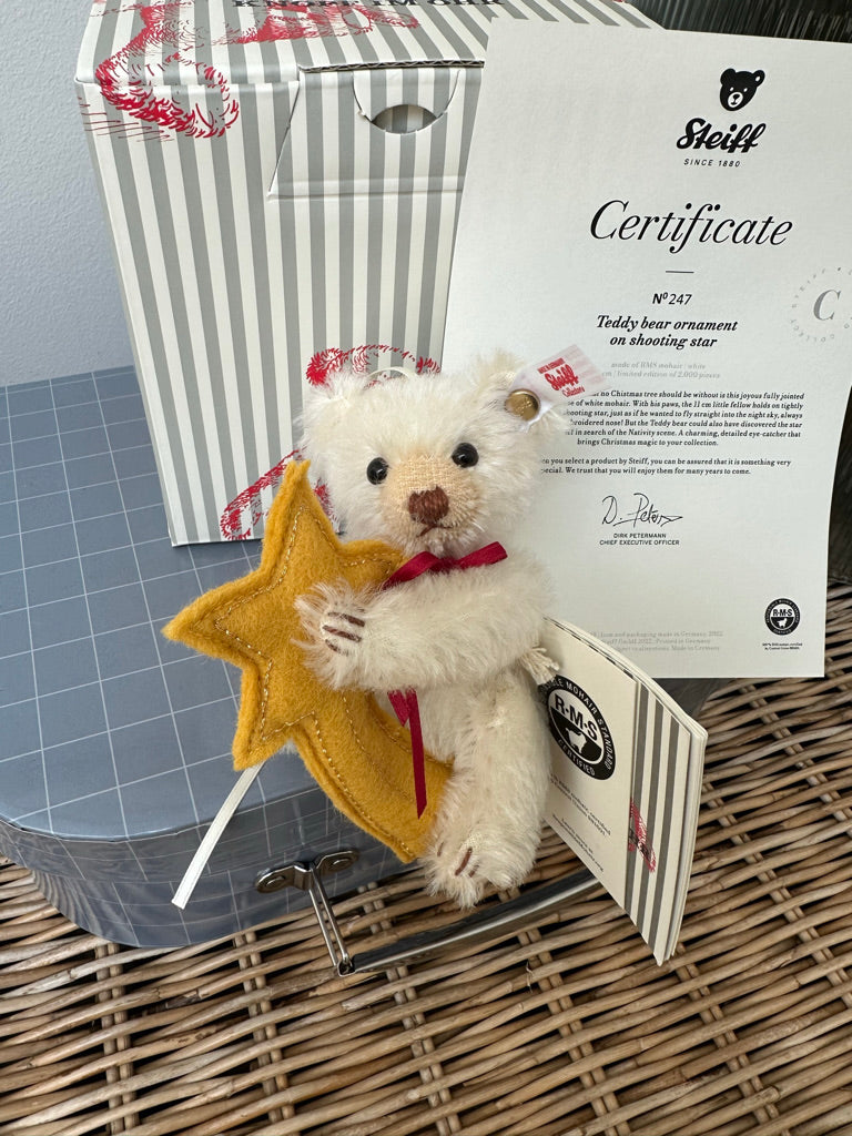 Christmas Decoration Teddy Bear Ornament on shooting Star Steiff Limited Edition no 247