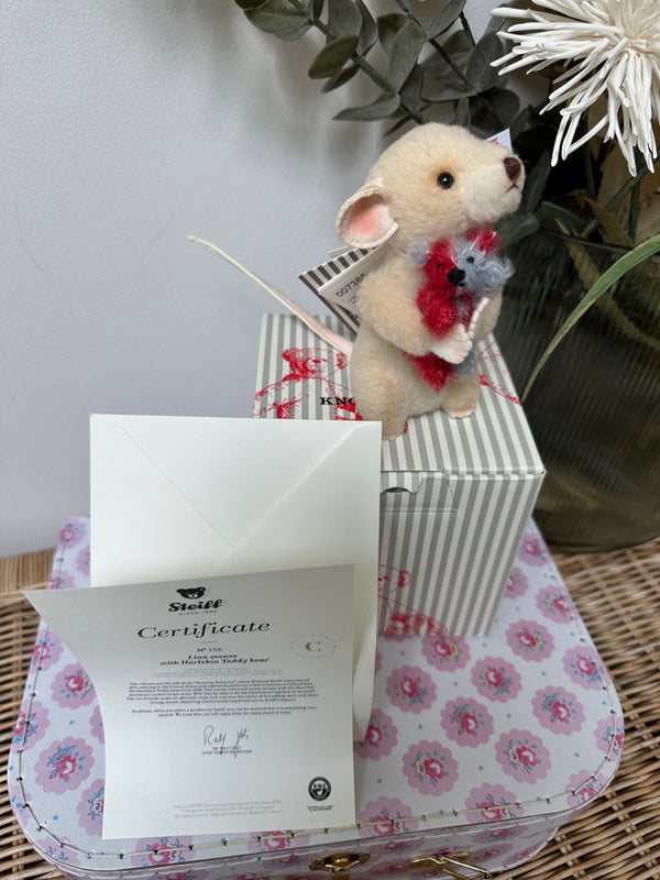 Lina Mouse with Miniature Harlekin Teddy Bear No 156