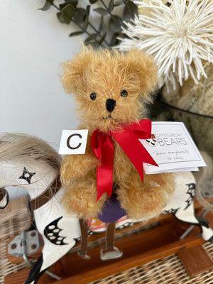 Peter Fully Jointed Gold Curly Miniature Mohair Handmade Collectable Teddy Bear