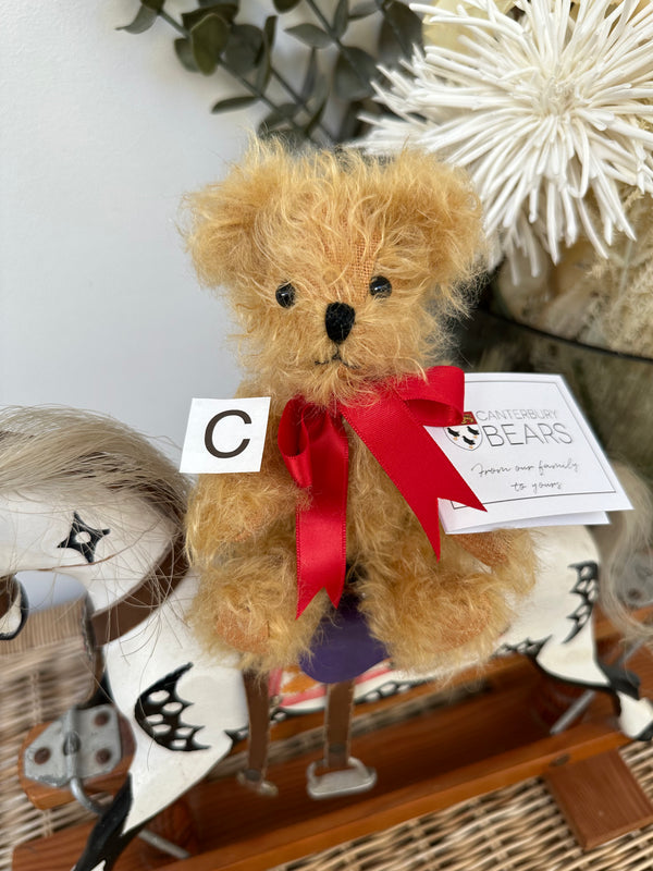 Peter Fully Jointed Gold Curly Miniature Mohair Handmade Collectable Teddy Bear