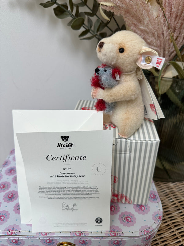 Lina Mouse with Miniature Harlekin Teddy Bear No 157