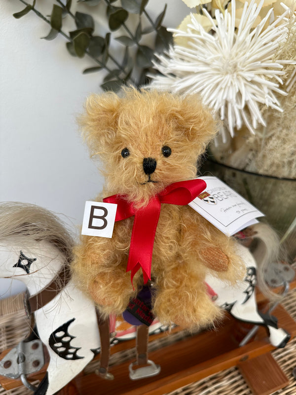 Peter Fully Jointed Gold Curly Miniature Mohair Handmade Collectable Teddy Bear