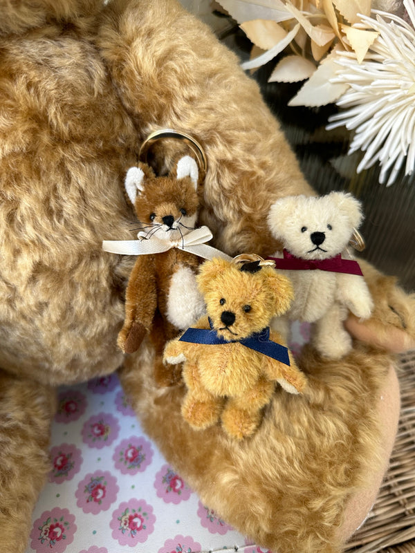 Mohair Blond  Miniature Teddy Bear Bag Charm Key Ring