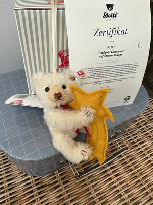 Steiff Christmas Decoration Miniature Teddy Bear Ornament on shooting Star No 247
