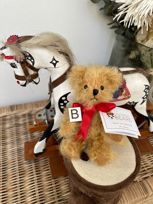 Peter Fully Jointed Gold Curly Miniature Mohair Handmade Collectable Teddy Bear