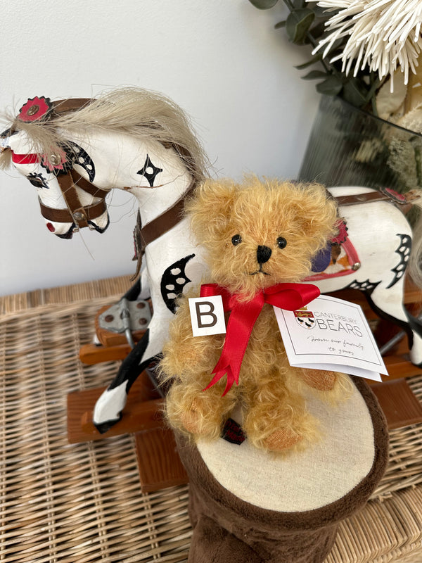 Peter Fully Jointed Gold Curly Miniature Mohair Handmade Collectable Teddy Bear
