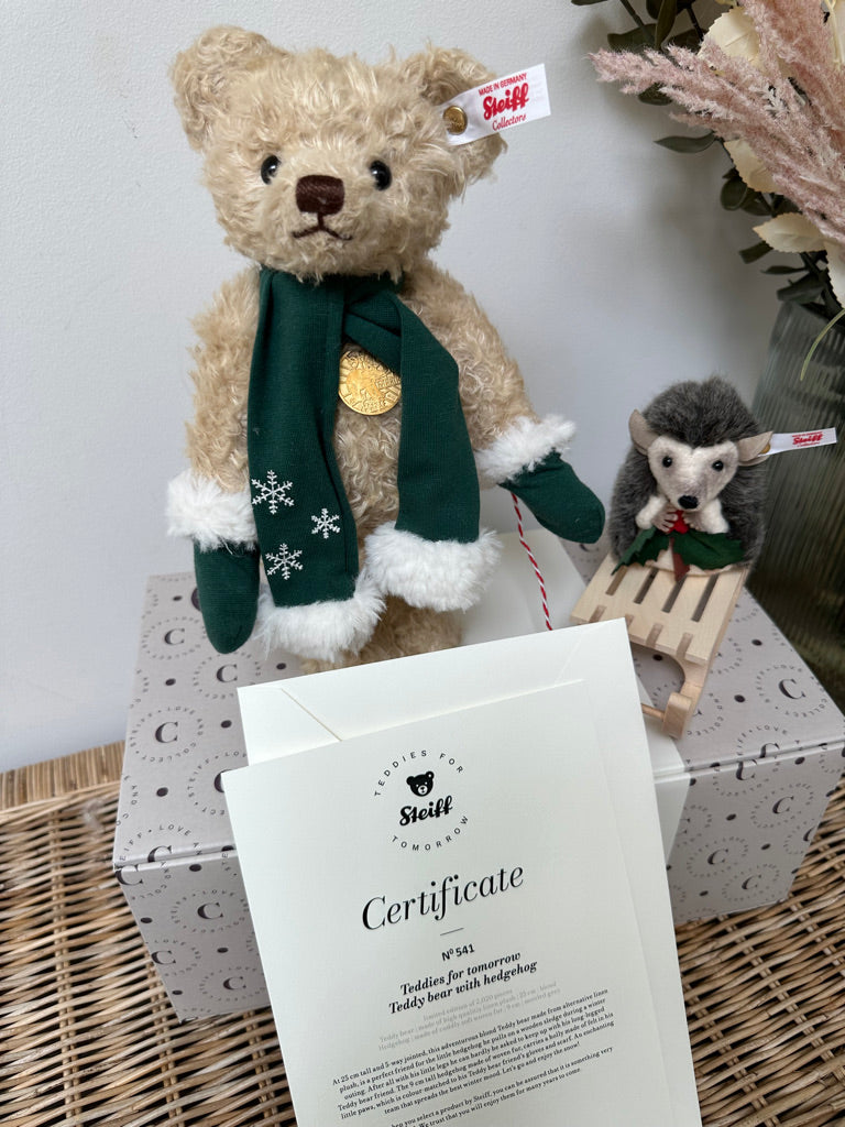 541 Teddys for Tomorrow Steiff Teddy Bear with Hedgehog Pair
