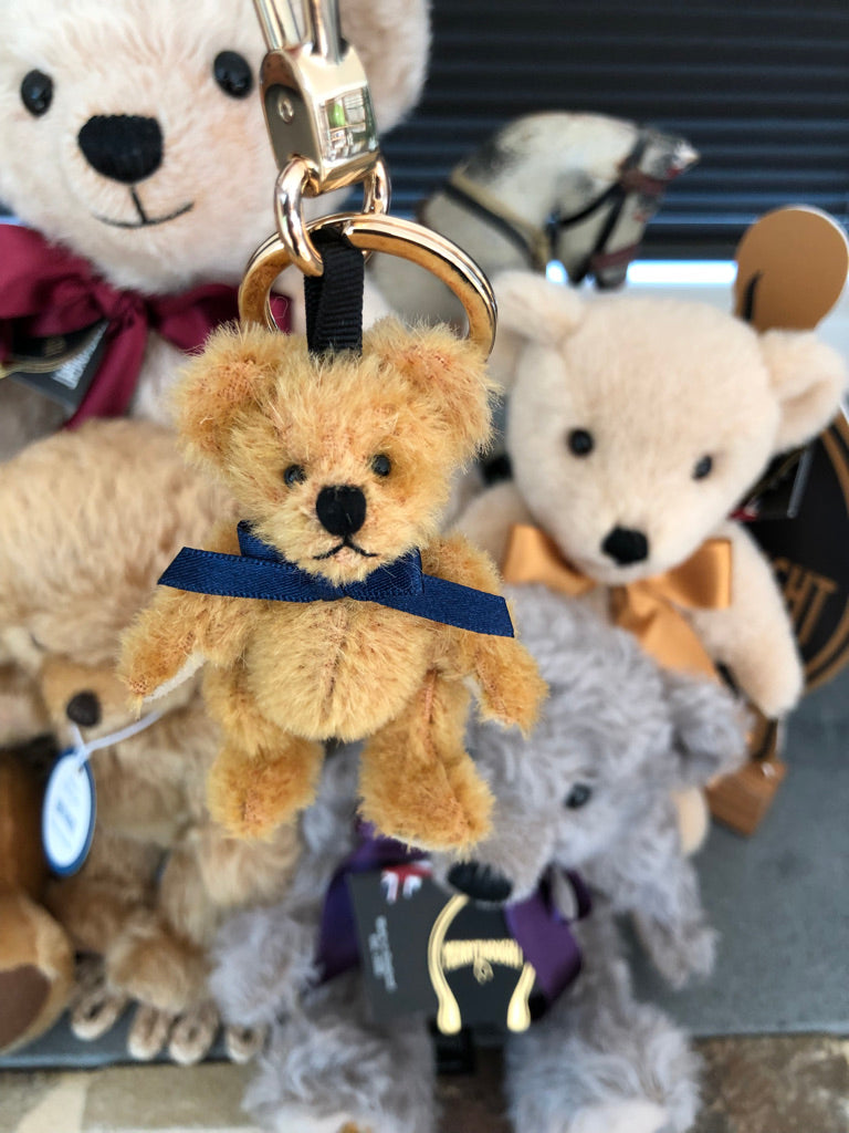 Miniature Golden Mohair Teddy Bear Bag Charm Key Ring