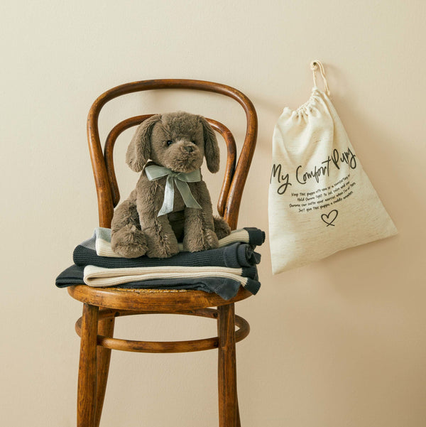 Sammy My Comfort Grey Brown Plush Puppy Dog Jiggle & Giggle