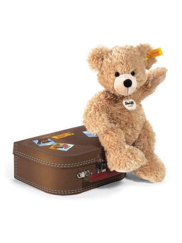 Fynn Beige 28cm Steiff Plush Kids Teddy Bear in Brown Suitcase