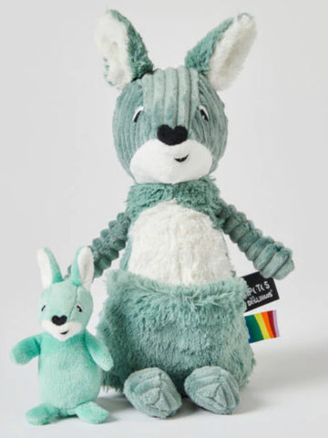 Green Kangaroo Mum & Baby  Little Mates Children's Baby Plush Toy