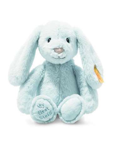 My First Steiff Blue Small 26cm Plush Hoppie Rabbit