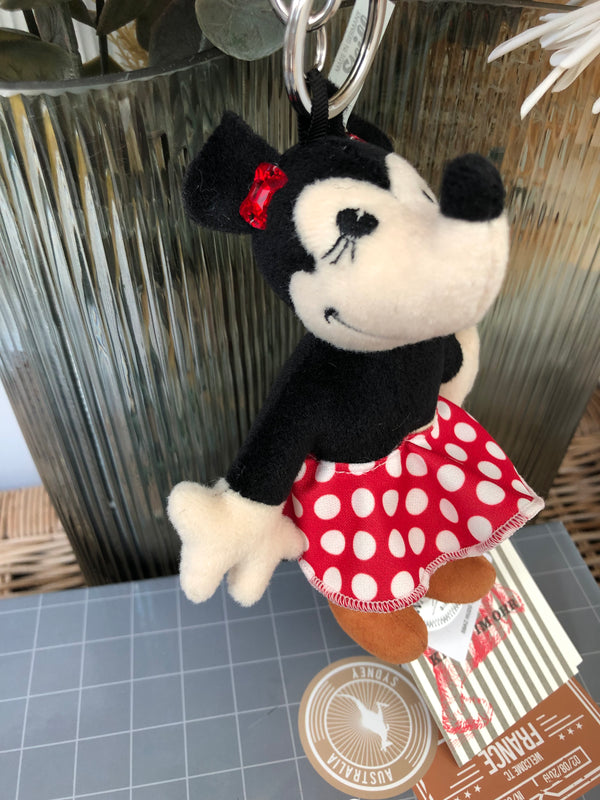 Minnie Mouse Swarovski Pendant Key Ring Miniature Bag Charm