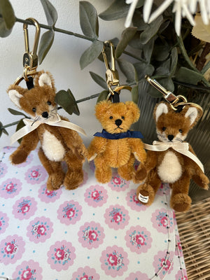 Bag Charm Freddy Fox Mohair Key Ring with 18 Carat Gold Plated Hardware.