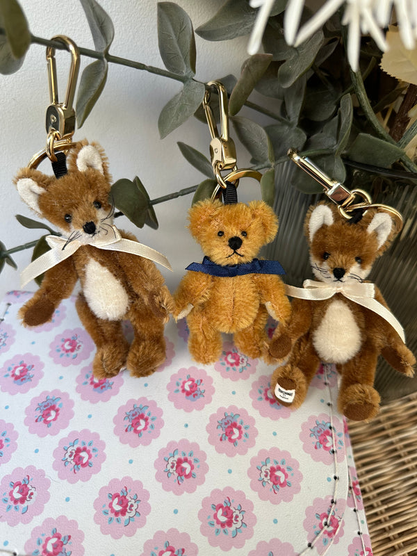 Bag Charm Freddy Fox Mohair Key Ring with 18 Carat Gold Plated Hardware.