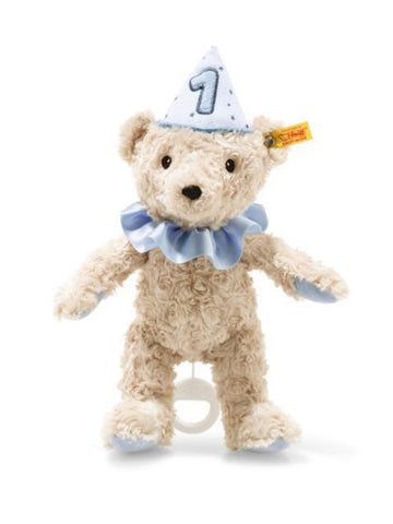 First Birthday 26cm Blue Steiff Plush Musical Teddy Bear