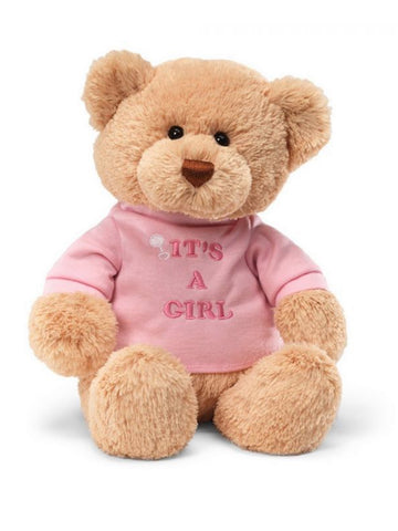It's A Girl Teddy Bear with Pink T Shirt