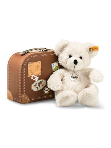 Lotte White 27cm Steiff Plush Kids Teddy Bear in Brown Suitcase