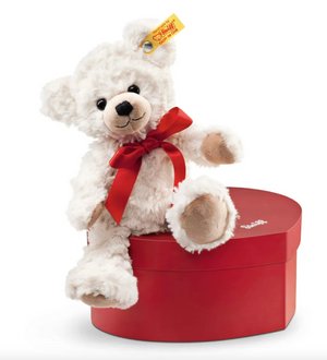 Sweetheart 22cm Steiff Plush Teddy Bear in a Red Heart Gift Box.