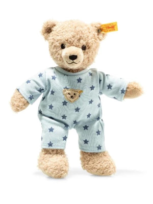 Teddy and Me Baby Boy Steiff Plush 25cm Teddy Bear in Blue Pyjama Sleep suit.