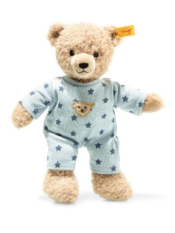 Teddy and Me Baby Boy Steiff Plush 25cm Teddy Bear in Blue Pyjama Sleep suit.