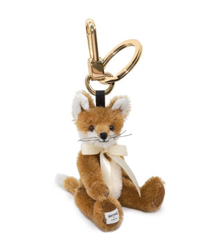 Bag Charm Freddy Fox Mohair Key Ring with 18 Carat Gold Plated Hardware.
