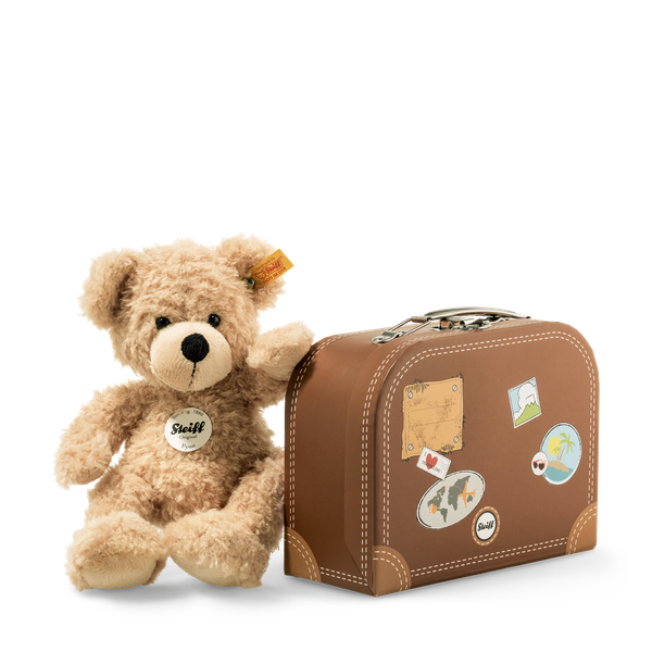 Fynn Beige 28cm Steiff Plush Kids Teddy Bear in Brown Suitcase