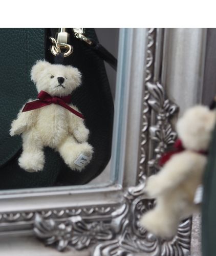 Mohair Blond  Miniature Teddy Bear Bag Charm Key Ring