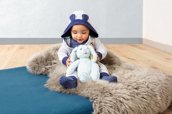 My First Steiff Blue Small 26cm Plush Hoppie Rabbit
