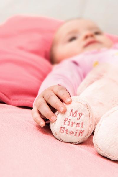 My First Steiff Pink Small 26cm Plush Hoppie Rabbit